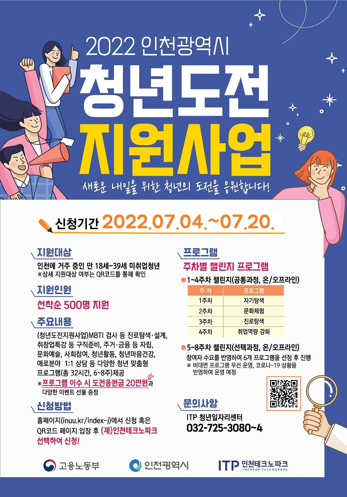 [마감] 2022 인천시 「청년도전지원사업」 3기 참여청년 모집(~7/20) 사진