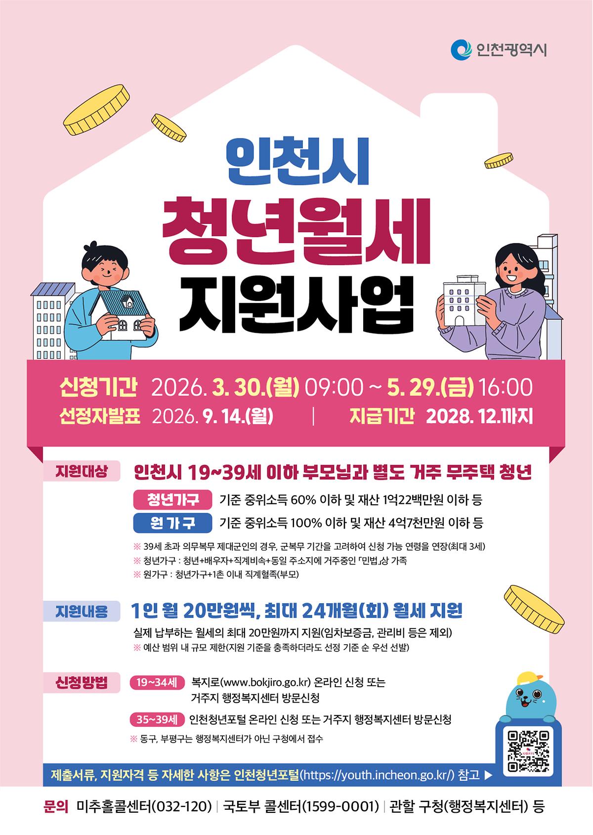 2026 인천시 청년월세 지원사업 안내 사진