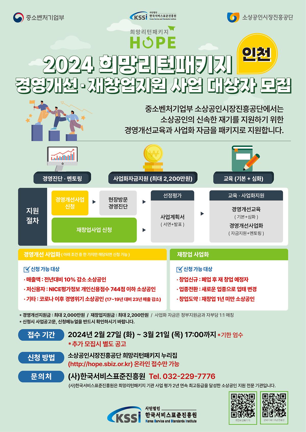 『2024년도 희망리턴패키지 경영개선 지원』 소상공인 모집 공고 사진