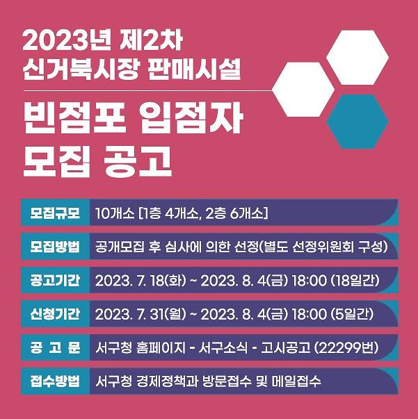 2023년 제2차 신거북시장 판매시설 빈점포 입점자 모집공고 사진