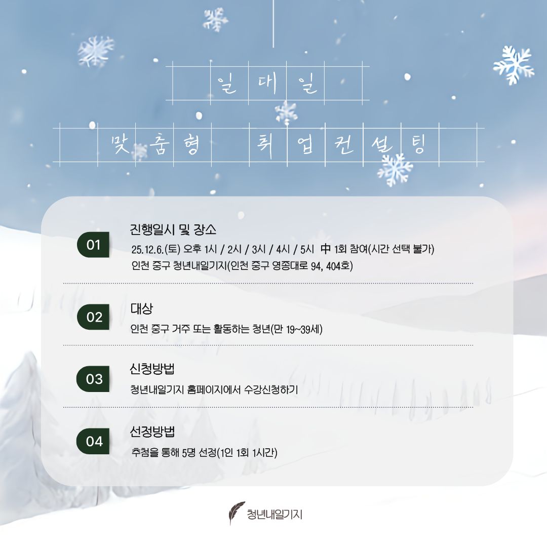 1:1 청년 맞춤형 취업 컨설팅