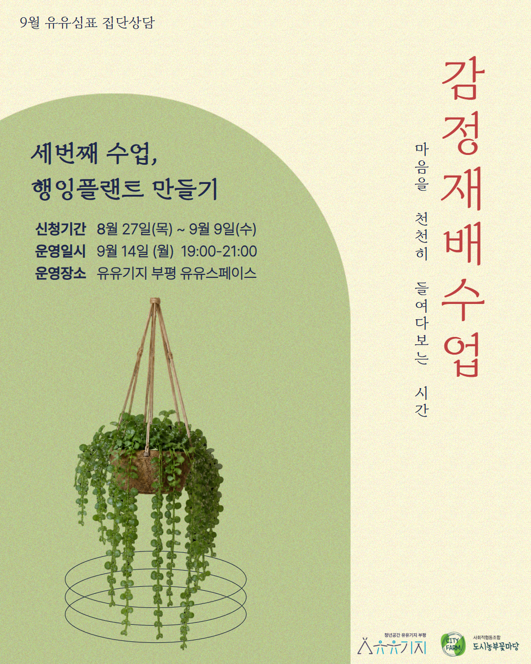 [유유심(心)표 집단상담] <감정 재배 수업-행잉플랜트 만들기>